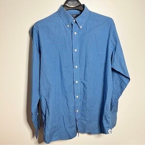 Daniel Cremieux Men’s Large Blue Navy Check Shirt 100% Cotton Button-Down Shirt
